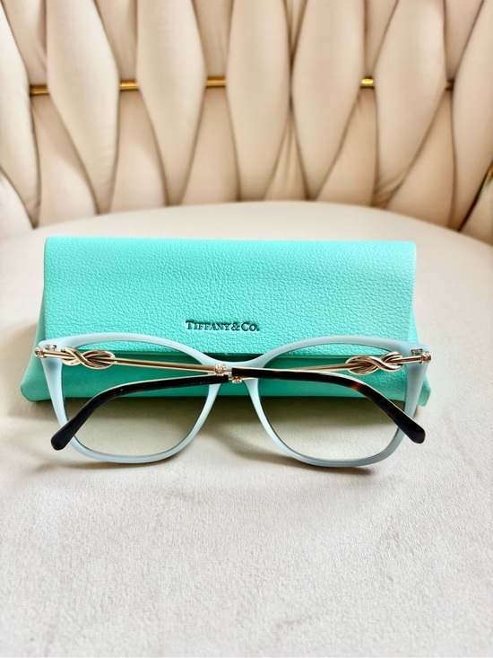 Tiffany & Co. Black and Gold Cat-Eye Glasses with Tiffany Blue Case main image 6
